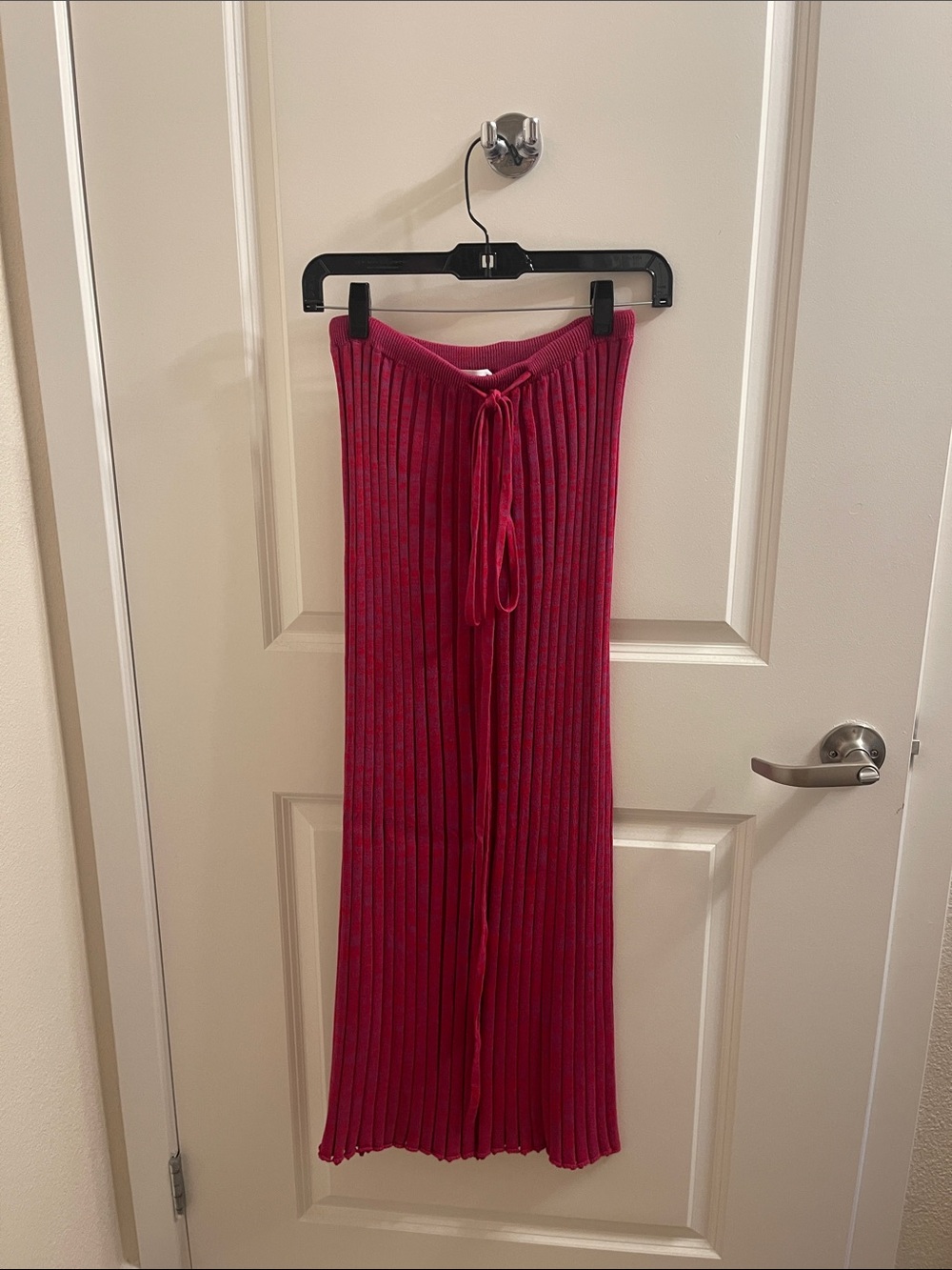 Christopher Esber Ribbed Knit Maxi Skirt in Marled Fuchsia